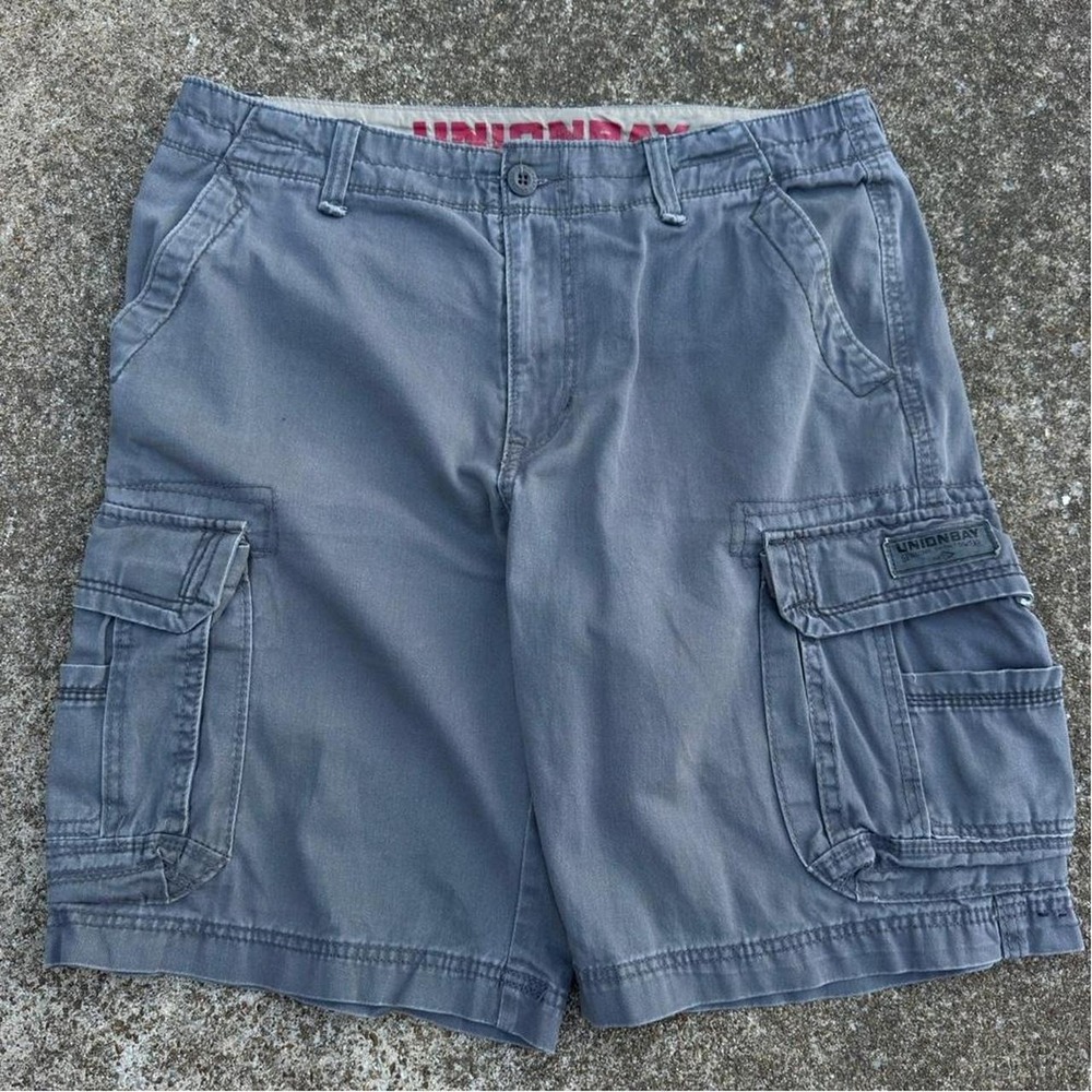 Vintage Y2K Unionbay Gray Cargo Shorts Utility Military 2000s Size 34 (g6b)